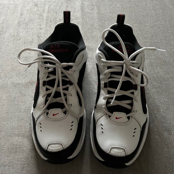 Nike Air Monarch IV Sneakers Men 12 White Leather Athletic Shoe Trainers Walking main image 7